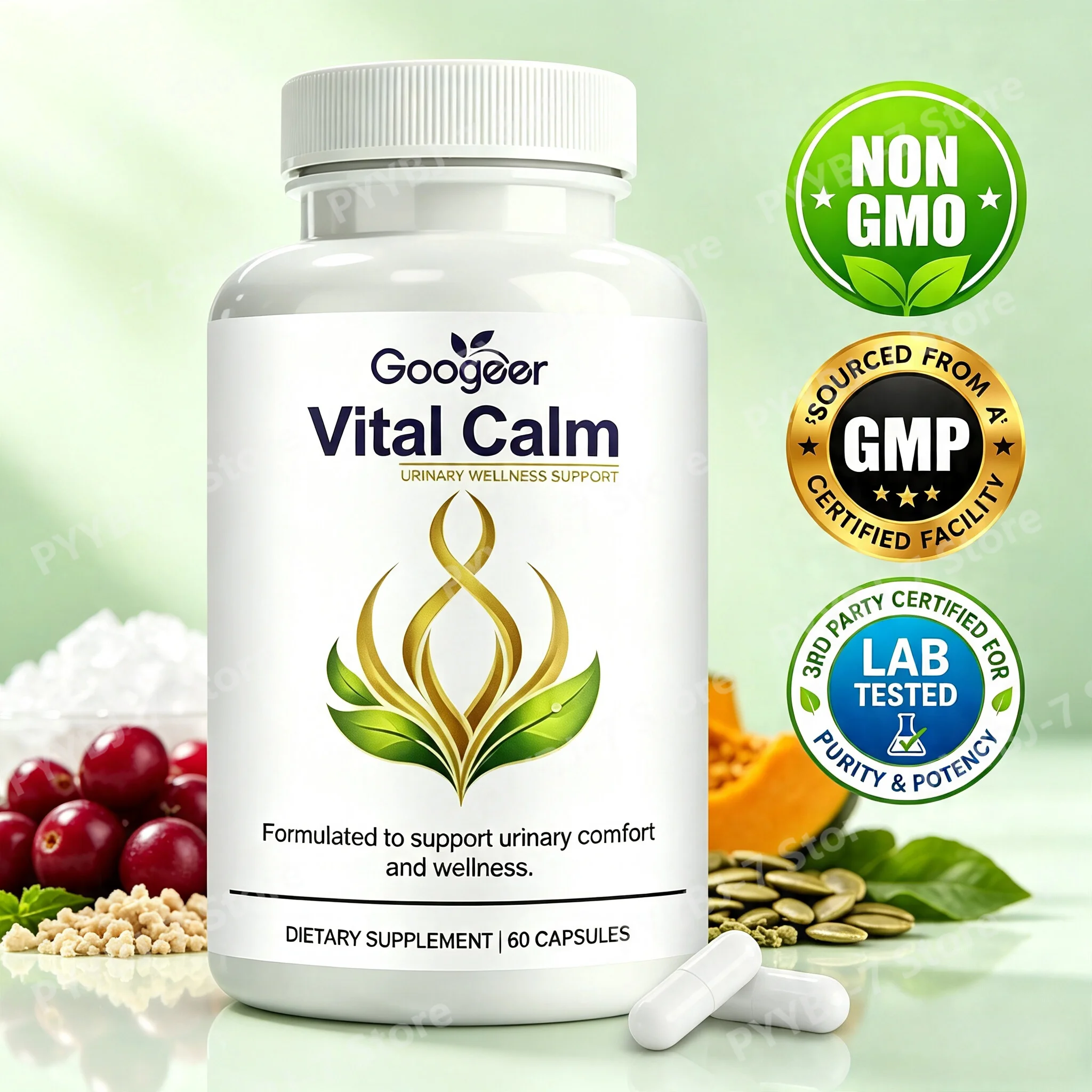 Vital Calm Urinary Wellness Capsules with Magnesium, Cranberry Extract, and Pumpkin Seed Extract Comfort 60 Capsules