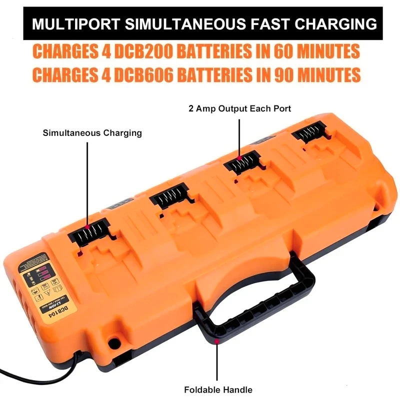 DCB102 Charger Rapid 4 Port×2A Charging Current USB 2A DCB200 DCB140 For Dewaltt，10.8V 14.4V 18V 20V 60V Lithium Battery Charger