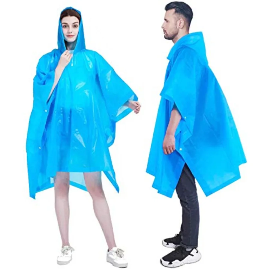 

Rain Ponchos for Adults, [Pack of 2] Portable EVA Rain Coat Rain Jacket Reusable Raincoats with Drawstring Hood