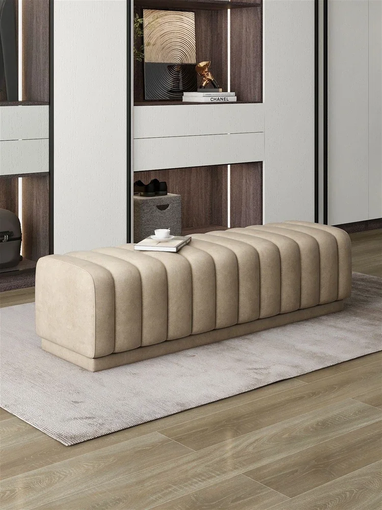 Banco de couro fosco para quarto, Simples e leve, Luxo Bedstool, Art Bench