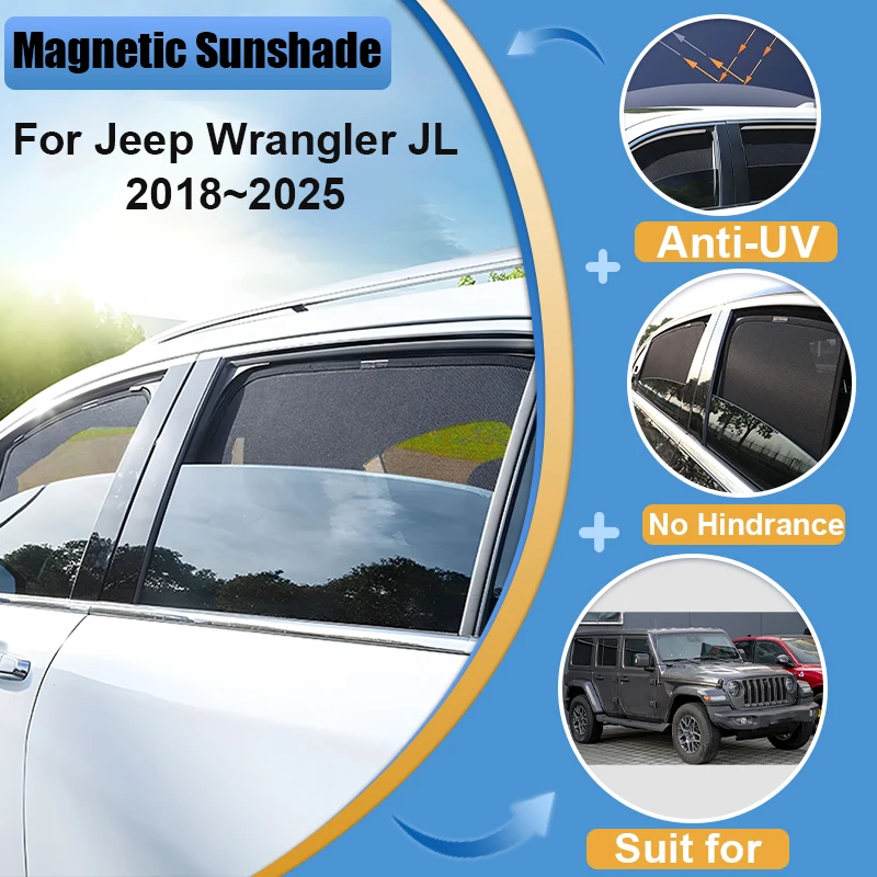 

Для Jeep Wrangler JL Rubicon 2025-2018, 5-дверный, защитная шторка на лобовое стекло от солнца и УФ-излучения, аксессуары для защиты автомобиля