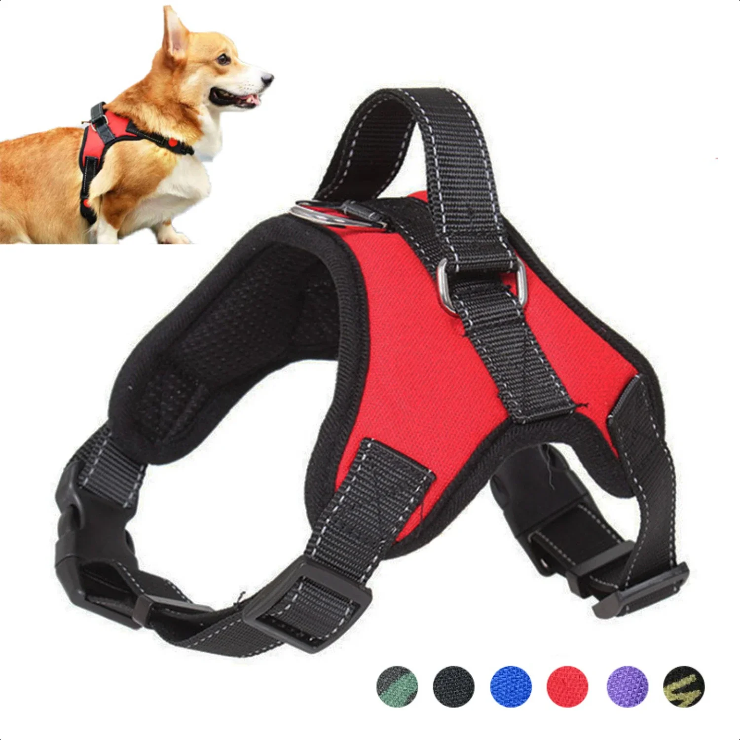 

Adjustable, Durable, Comfortable Reflective Outdoor Training Vest - Secure Pet Safety Harness with Chest Strap Collar Lead for S