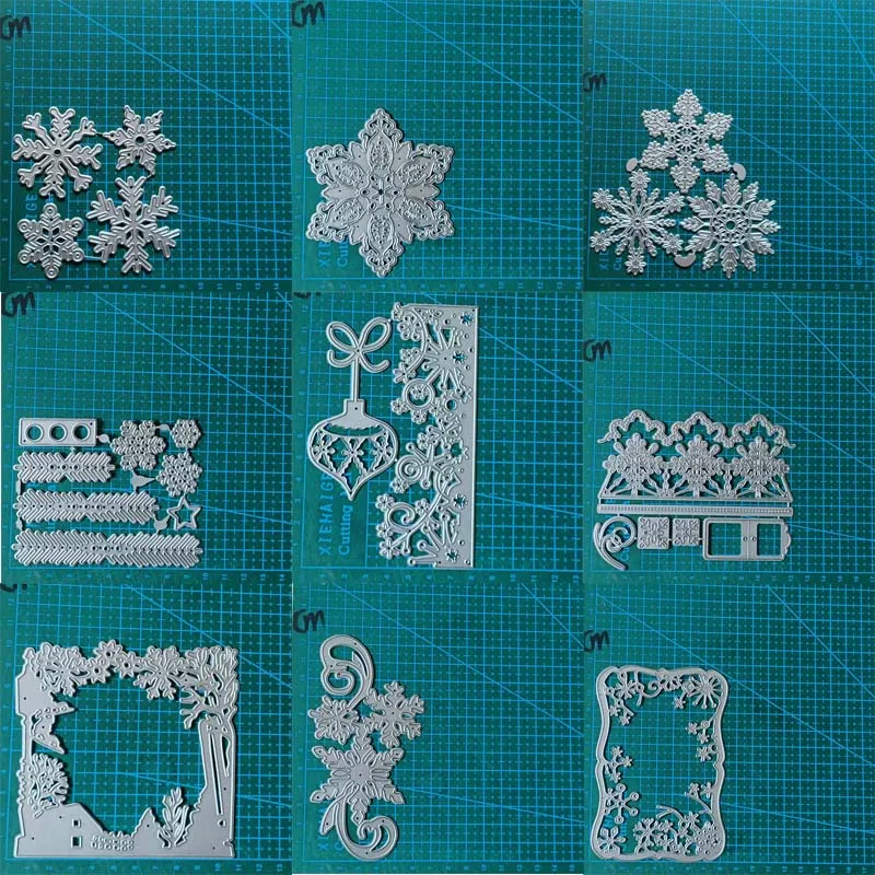 Weihnachten Schneeflocke Rahmen Metall Schneidwerk zeuge Form Scrap booking Papier Handwerk Messer Form Klinge Stanz schablone Präge Schablonen