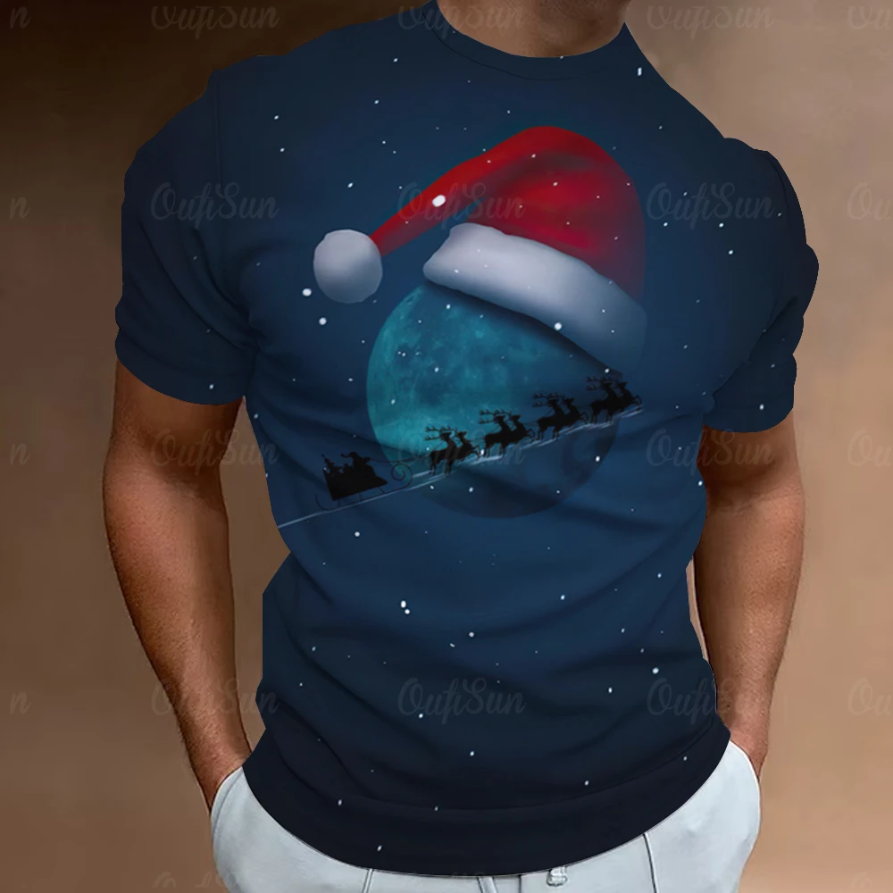 2023 Summer 3d Print Christmas Festival Theme Men'S T Shirts Clothing T-Shirts  Short Sleeves Oversized Fashion Handsome Shirts