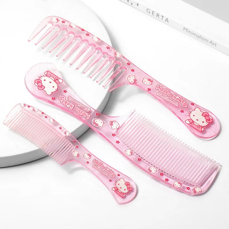 Hello Kitty Comb Dense Tooth Comb Sanrio Heart Transparent Portable Makeup Cute Comb Comb Hair Cartoon Girl Smooth Hair Comb