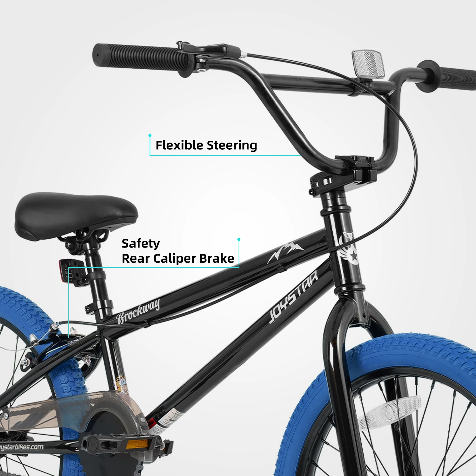 JOYSTAR Freestyle BMX-fietsen voor kinderen 20" 24" kinderfietsen voor 6-14 jaar jongens, meisjes en beginners-niveaufietsen 2 haringen, blauw