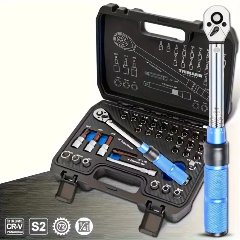 

High Precision Torque Wrench Set 72-Tooth Ratchet Adjustable Preset Wrench Set Storage Box Kilogram Scale Bicycle Repair Tool