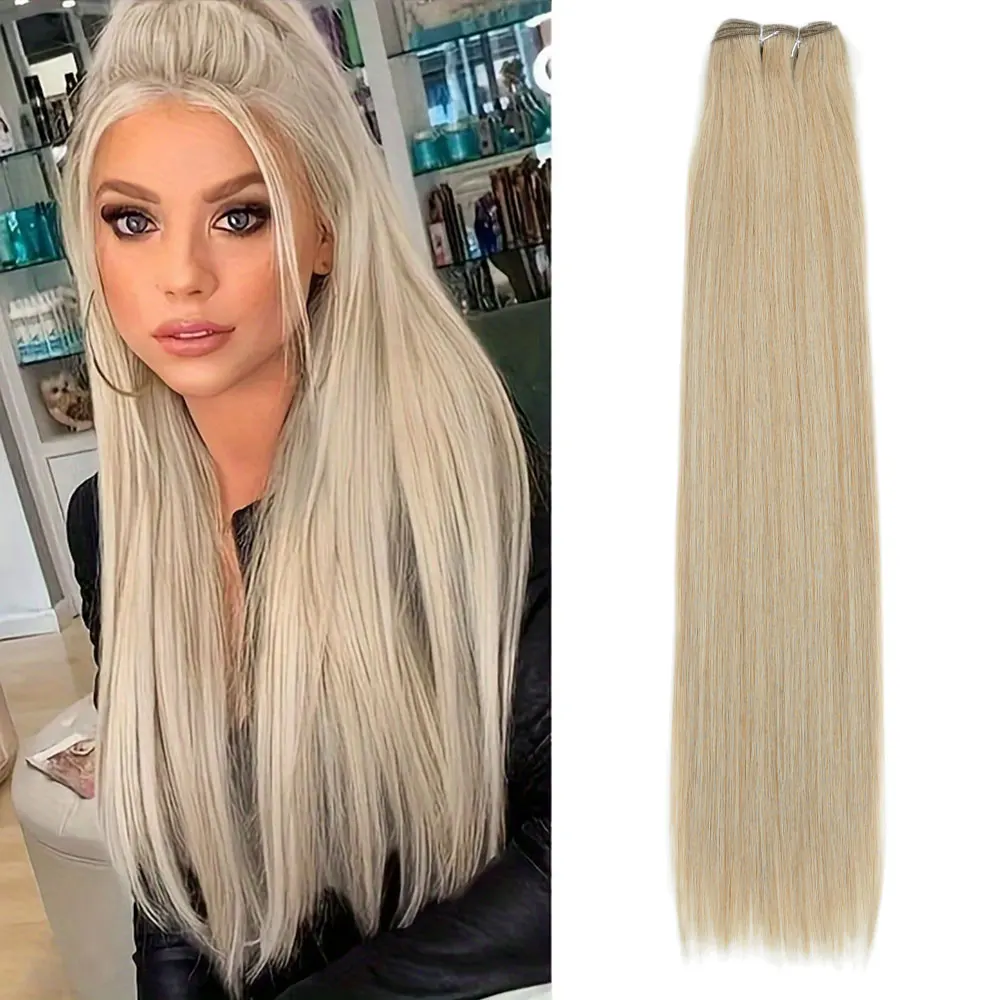 

oney Blonde Bio Synthetic Hair Extensions Straight Hair Weave Bundles Heat Resistant Fiber 26" 150g Synthetic Cosplay Ponytail