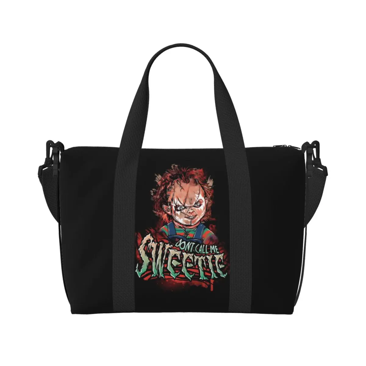 Bolsa tote Chucky personalizada para crianças, bolsa feminina de grande capacidade para filme de terror, praia, academia, bolsa de viagem de ombro
