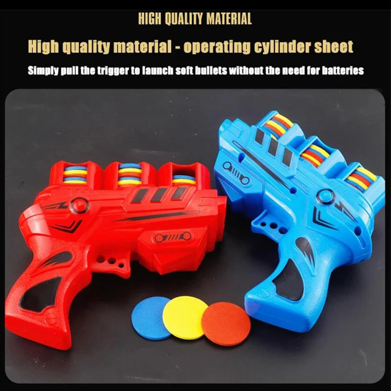 Funny Kids Soft Catapult Flying Saucer Gun Toy Double Parent-child Interactive Soft Bullet Shooting Jumping EVA Carrot Gun Toys