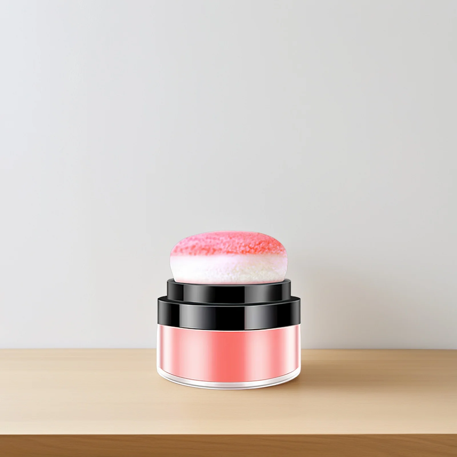 Natural Finish Loose Powder Blush with Puff Mushroom Shape Applicator for Light to Heavy Makeup Face Blush Compact Cushion