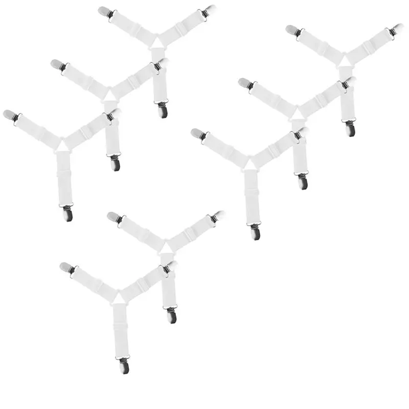 AA94-Bed Sheet Straps Set With Metal Clips Sheet Holders For Corners To Hold Sheets In Place