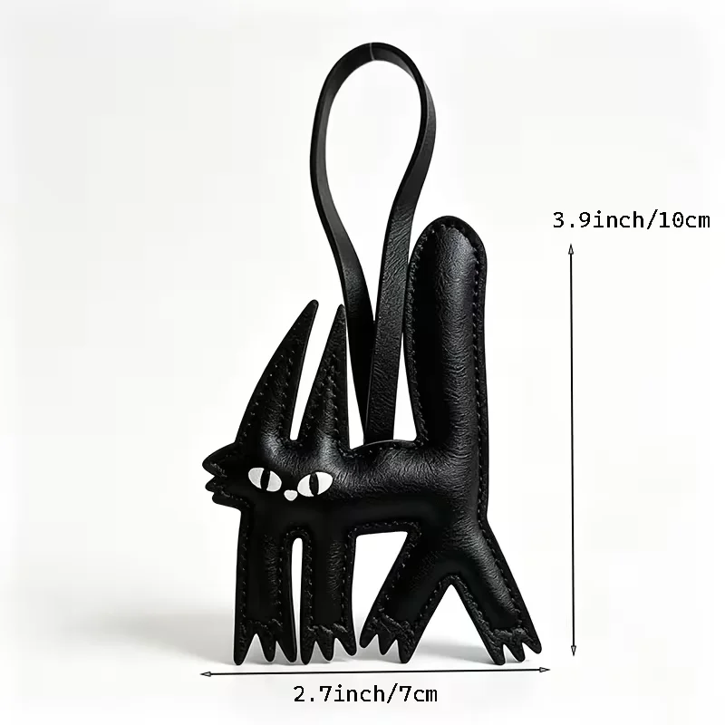 Designer-Style Irregular Black Cat Charm High-Look Simple Keychain Pendant Bag Chain Niche Fashion Accessory