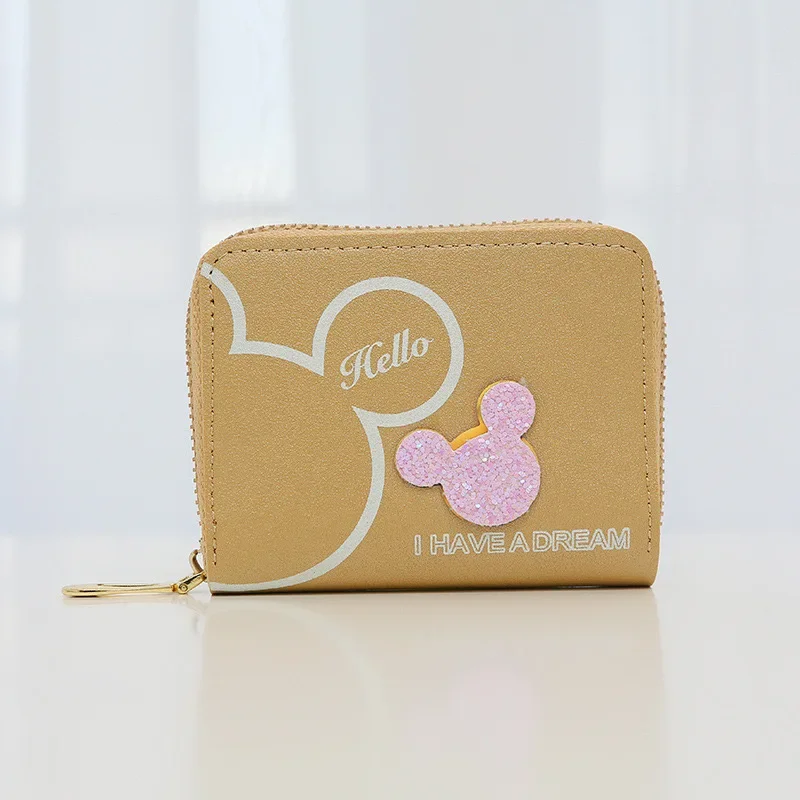 Disney Mickey mouse Small wallet lady short zipper tassel key coin purse student wallet Minnie card holder Coin Purses