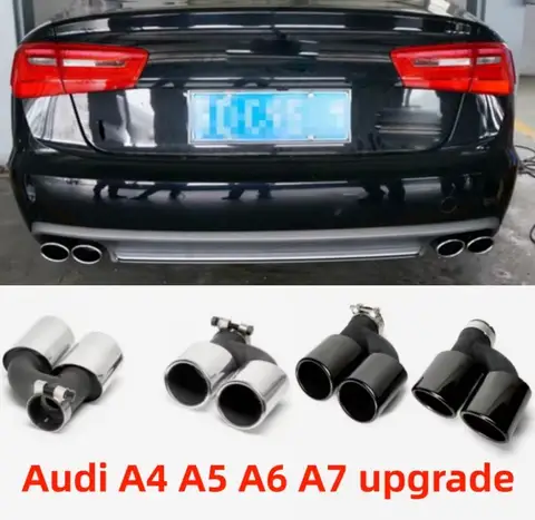 아우디 A4 A5 A6 A7 최대 S4 S5 S6 S7 4 콘센트/세트 스테인레스 스틸 자동차 후면 배기관 블랙 머플러 팁 60mm 테일 파이프