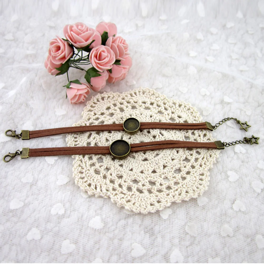 

10Pcs Vintage Bracelet Set Alloy PU Comfortable Bangle with Chain Extension DIY Jewelry Making Accessory for Party