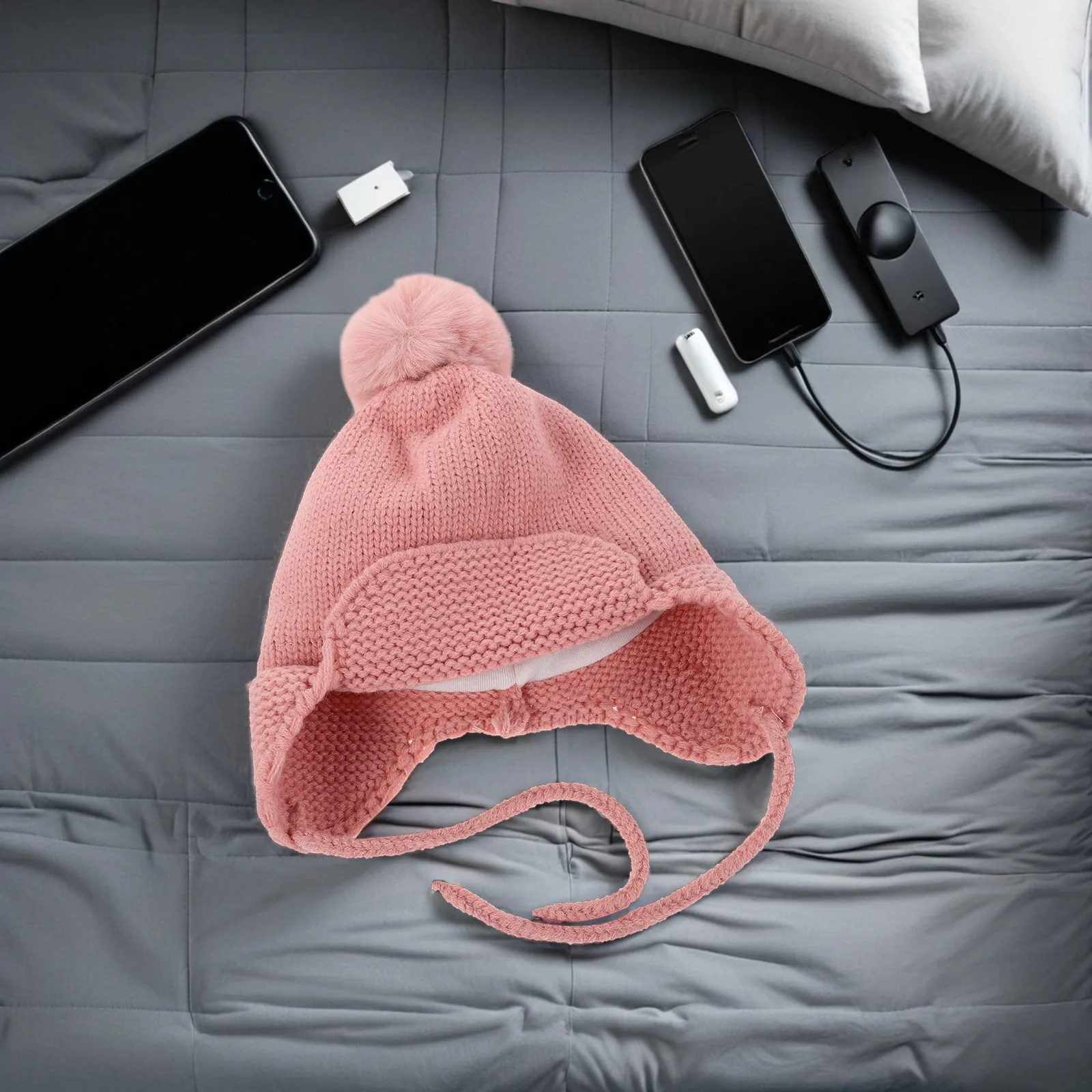 

Baby Warm Hat Knitted Beanie With Tie Straps For Newborn Girls Winter Outdoor Fall Holiday Photos Chunky Yarn Hat Infant