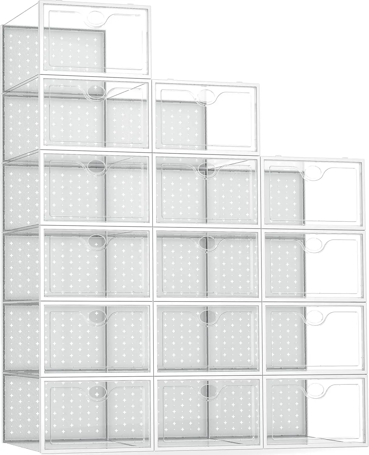 

15-Pack Clear Stackable Shoe Storage Boxes, X-Large Size Fits US Men's 11/Women's 12, Organizer for Closet