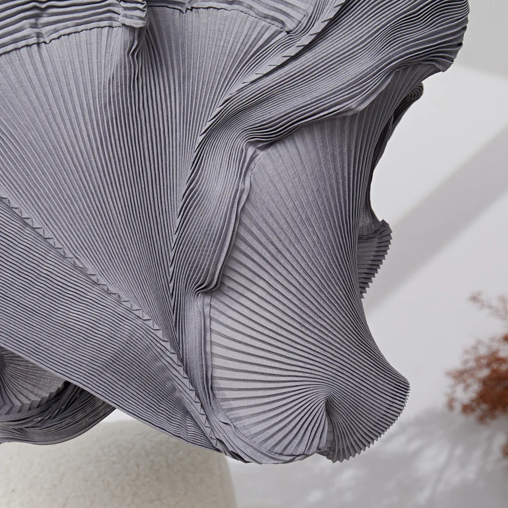 Miyake Pleated Solid Color Semi-skirt 2025 Summer New Irregular Pleated Half-body Skirt Women's Mid-length Bud Skirt