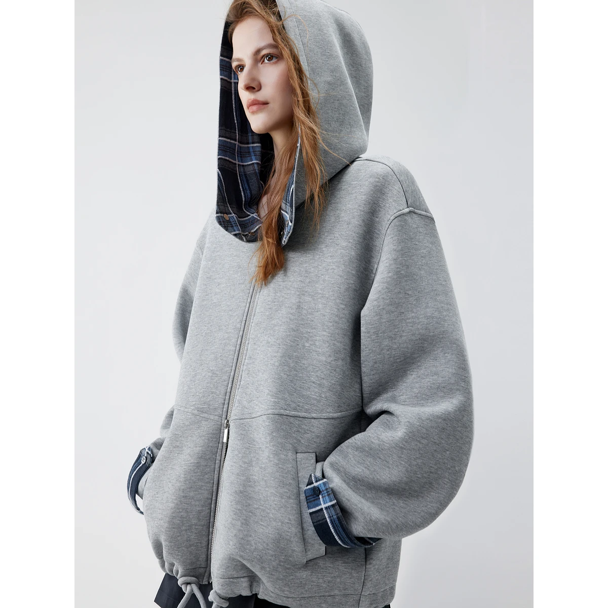 

Осень-зима, клетчатая лоскутная толстовка с французской подкладкой, женская дизайнерская минималистичная повседневная спортивная куртка, офисная женская куртка 2025