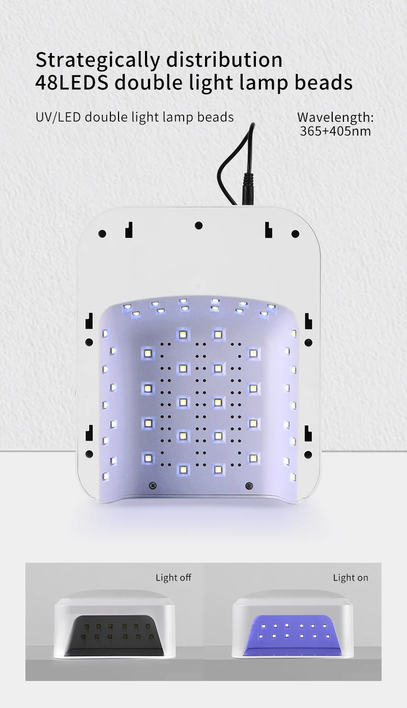 4QUEENS 전문가용 고출력 네일 램프 48개 LED UV LED 젤 폴리시 경화등, 암 포함 네일 아트 매니큐어용, 48W 고속 건조 네일 UV LED 스마트 센서, 살롱 도구용