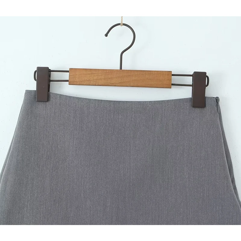 Zipper Gray Package Hip Mini Skirt Sexy Women High Waist Side