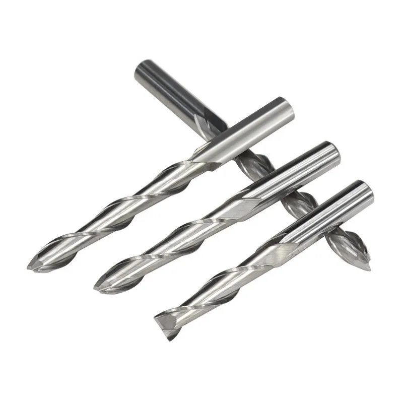 2 Flute Flat Up Cut End Mill 4mm/6mm Shank,Carbide CNC Router Engraving Bit PVC MDF Milling Cutter Spiral Router Bit for Wood 