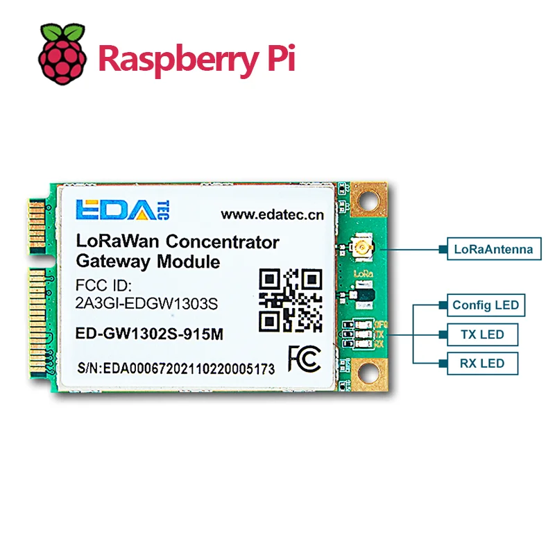 TopElec EDATEC-GW1302S LoRaWAN Gateway Module US915,Powered by Semtech SX1302 baseband processor,Sensitivity with SX1250 TX/RX f