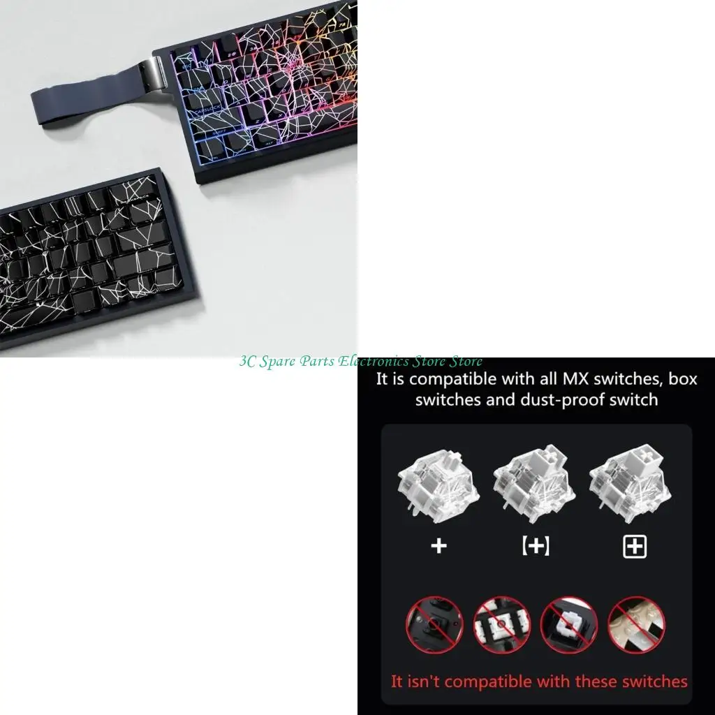 

SZ 64/74Pcs Spiders Web Keycaps Original Profile Side Print Backlit Dye-Sub Keycap