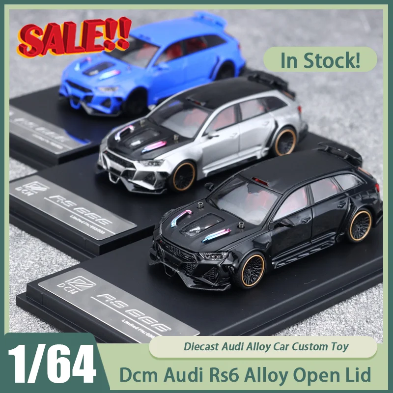 

Новинка в наличии Dcm 1:64 Audi Rs6 полностью модифицированная версия с открытой крышкой, автомобильный сплав, миниатюрные литые под давлением украшения Audi, игрушки на заказ для детей