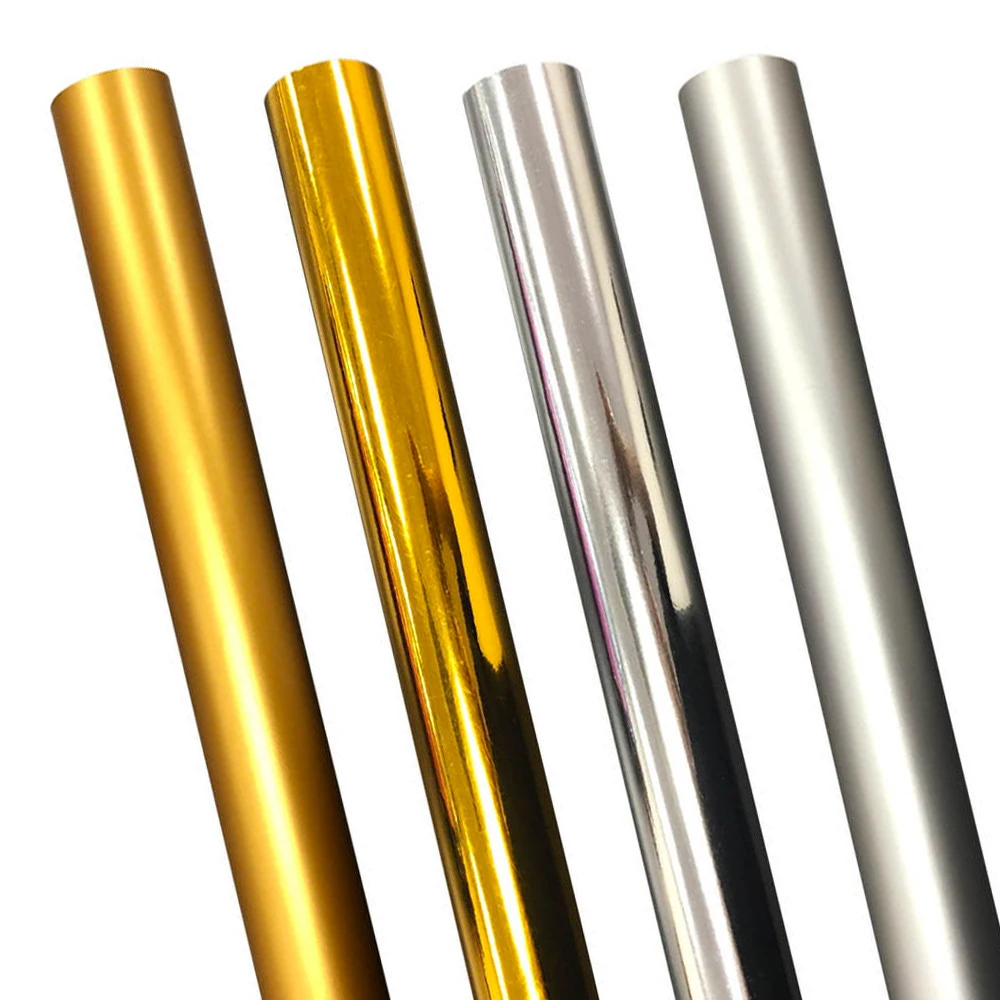 1 rollo de vinilo permanente dorado, vinilo con acabado brillante, rollo de vinilo adhesivo metálico permanente, vinilo adhesivo para canta, palo decorativo