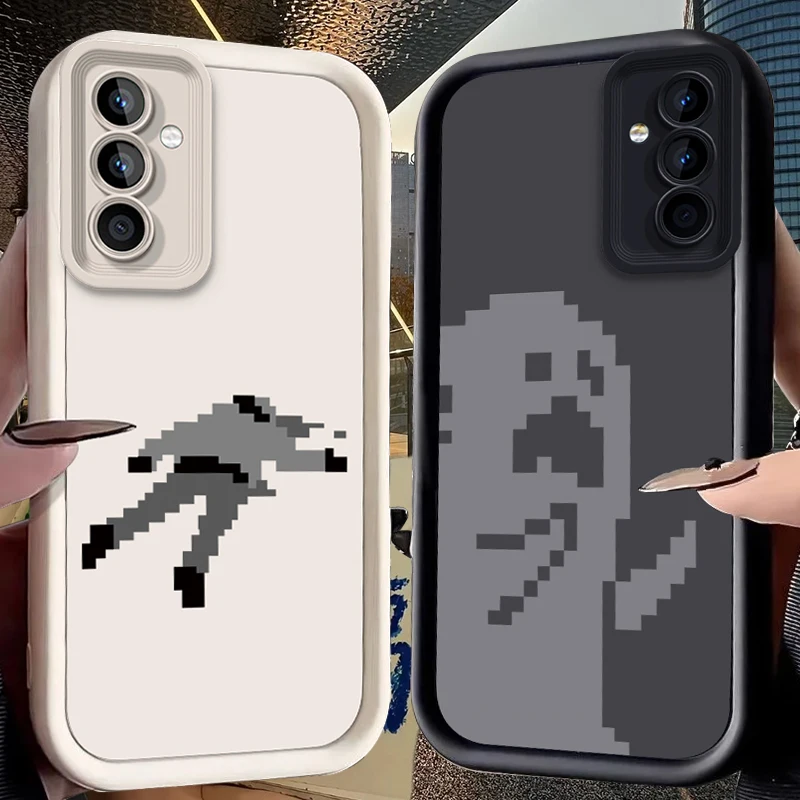 Pixel Ghost Case for Samsung Galaxy S25 Ultra Plus S24 S23 S22 S21 S20 FE A73 A72 A71 A56 A55 A54 5G A52 A52S A51 4G Soft Cover