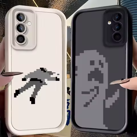 Pixel Ghost Case for Samsung Galaxy S25 Ultra Plus S24 S23 S22 S21 S20 FE A73 A72 A71 A56 A55 A54 5G A52 A52S A51 4G Soft Cover