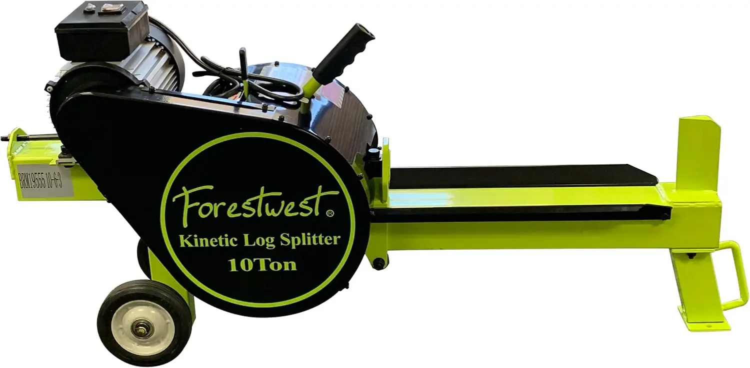 11056, 10Ton Kinetic Log Splitter, 13.6-Amp Double Flywheel Log Splitter, Electric Log Splitter For Firewood