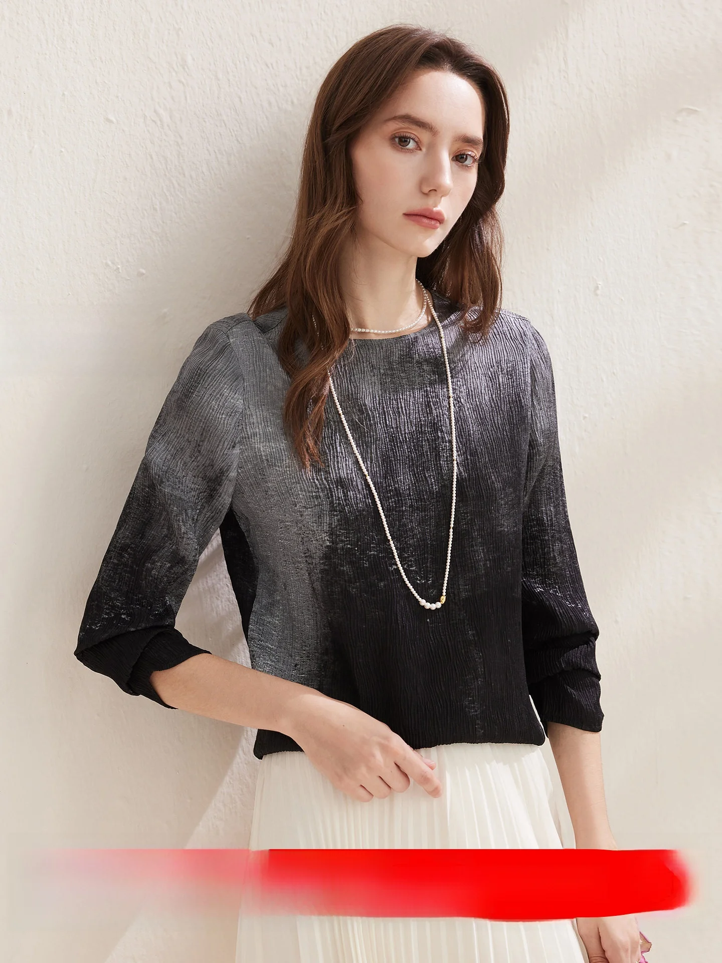 

Zhaojun Spring Summer New Heavyweight Silk Long Sve Women's Top Floral Pattern Ele Casual Loose Fit Sun Protection