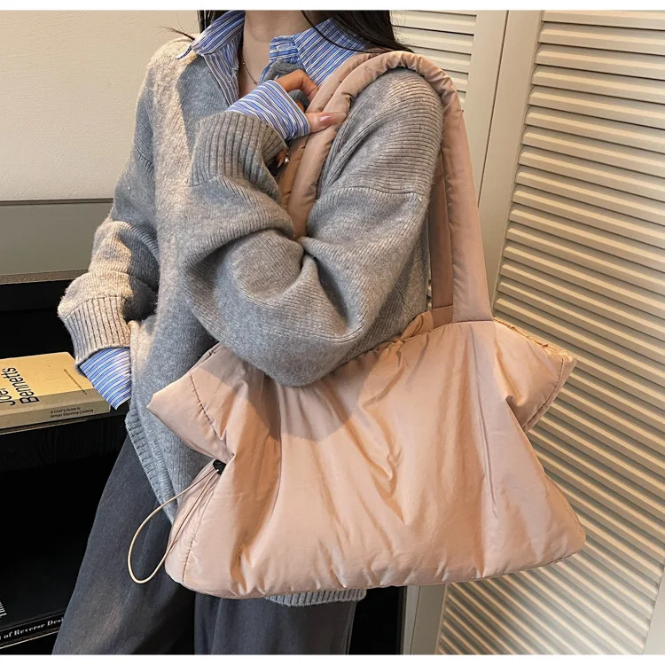 Herbst Winter Baumwolle Umhängetasche Frauen Stilvolle Tote Satchel Handtasche Geräumige Nylon Geldbörse für Arbeit Pendeln und Reisen – Detail 37