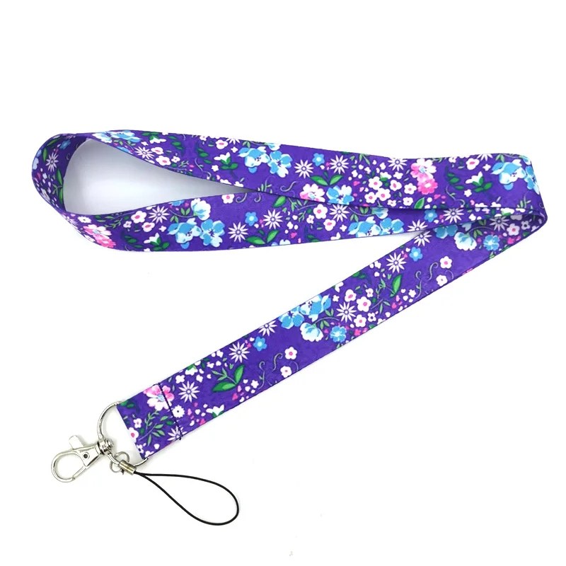 Purple Flowers Classical Style Lanyard For keys The 90s Phone Working Badge Holder Neck Straps Phone Hang Ropes webbings ribbons