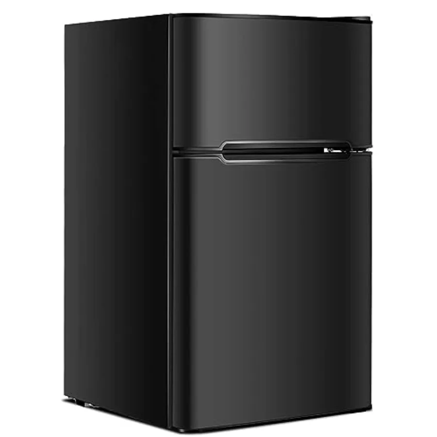 

Compact 3.2 Cubic Foot TwoDoor Refrigerator with Freezer and Adjustable Glass Shelves Reversible Door Design Mechanical Tempera