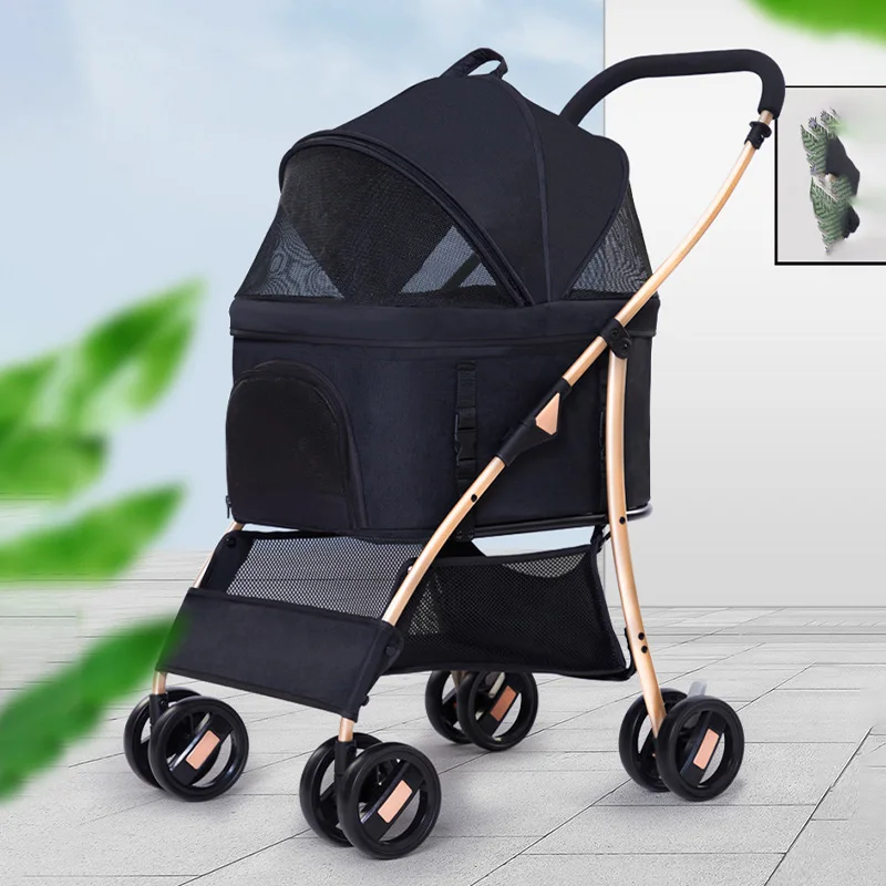 折りたたみ式ペット用ベビーカー、取り外し可能な犬用ベビーカー、小型犬・中型犬・猫用、屋外旅行用、大型収納バスケット付きペットカート