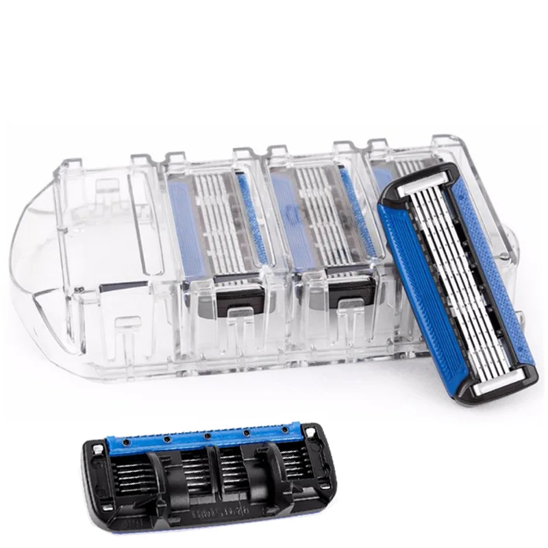 1 Handle +5 Blades Men Manual 5-layer Stainless Steel Rotatable Shaving Razor Set For Face Care