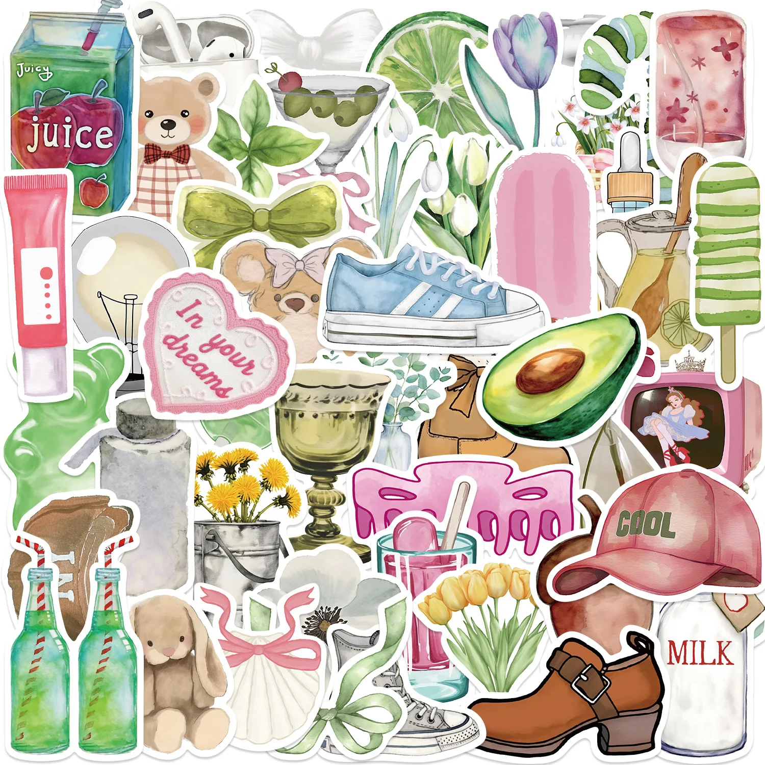 50pcs INS Girl Art Aesthetics Cartoon Graffiti Stickers Phone Guitar Laptop Notebook Suitcase Cup Waterproof Sticker Kids Toy