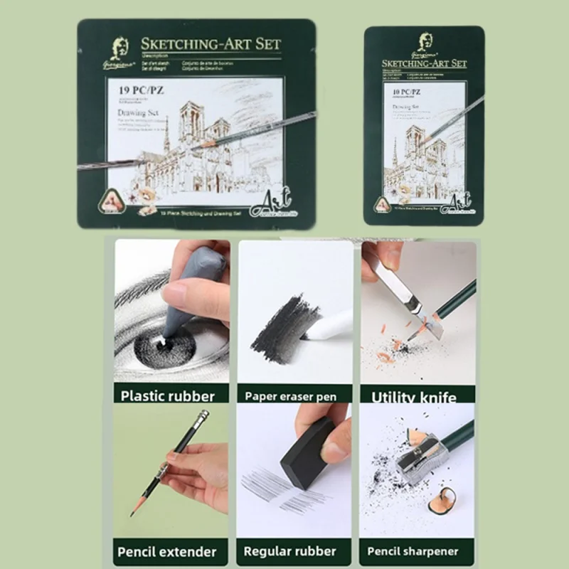 مجموعة أقلام رسم احترافية 10/12/19 قطعة أقلام رسم من فحم الجرافيت لوازم فنية للفنانين المبتدئين