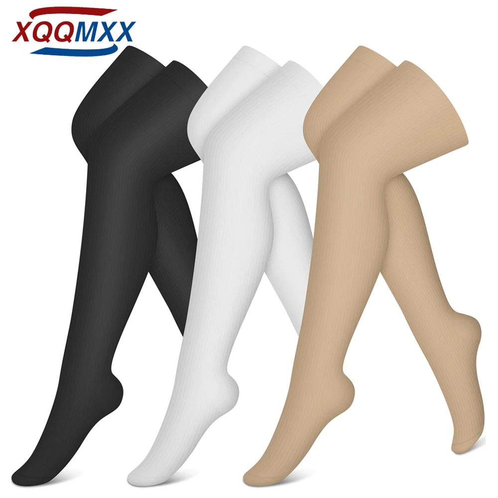 XQQMXX 1Pair Thigh High Compression Socks for Women and Men Circulation Over the Knee-Best Support for Running,Travel