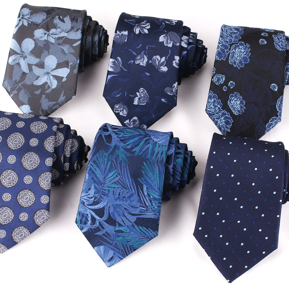 New Jacquard Blue Pattern Ties Suits Men's Neck Tie For Wedding Flower Necktie For Groomsmen Fashion Floral Ties For Men Women