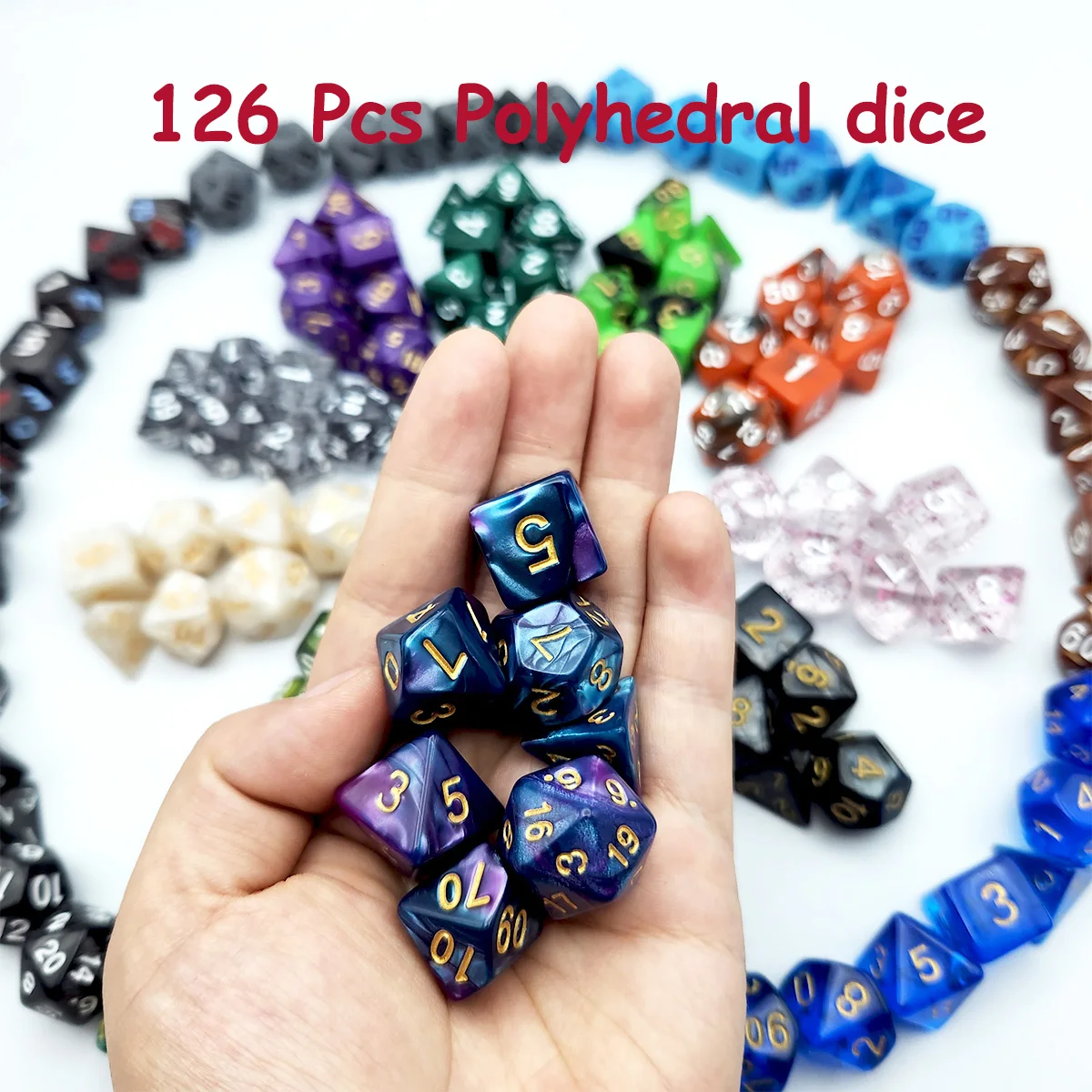 

Polyhedral Dice Set, 18 Complete Sets (126 Pieces) with Colorful Variety, Premium Acrylic Tabletop Gaming Dice for D&D, MTG and