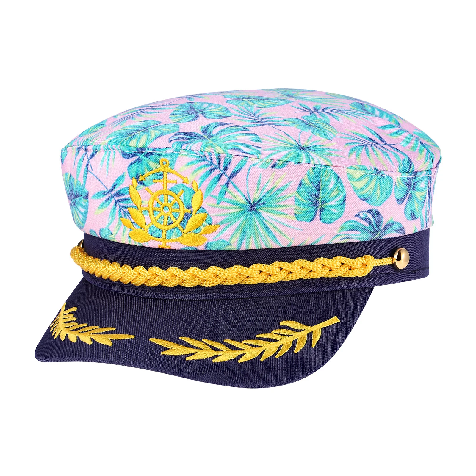 Embroidered Captain Hat Stylish Sailor Caps Small Mini with Wide Brim Nautical Style Party Adjustable Polyester Theme