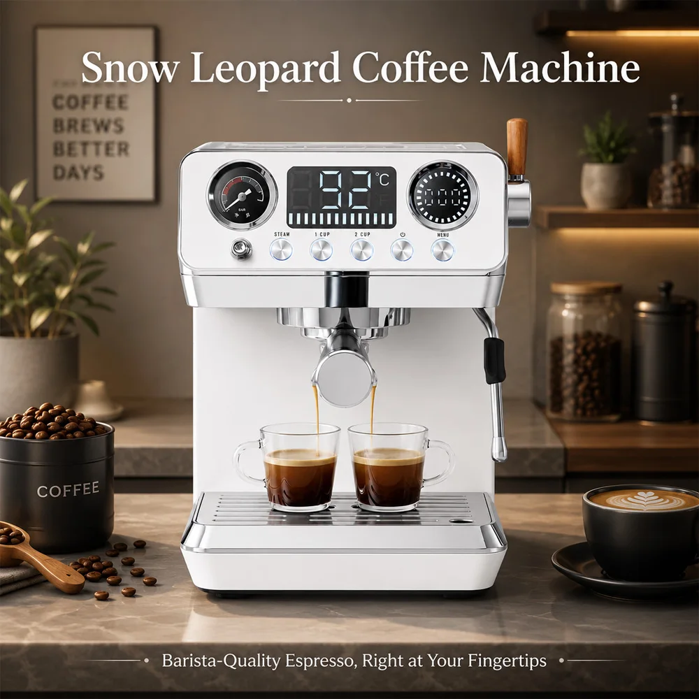 Retro Compact Stainless Steel Espresso Maker, Independent Heating Boiler With Real‑time Temperature Display Coffee Brewing Tool