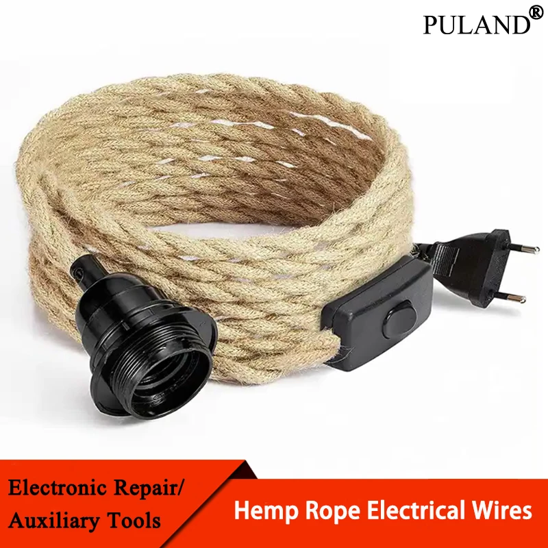 1~10m Hemp Rope Electrical Wire Twisted Cable 2 Cores 3 Cores Retro Style Copper Vintage Braided Wire Pendant Light Lamp Cord
