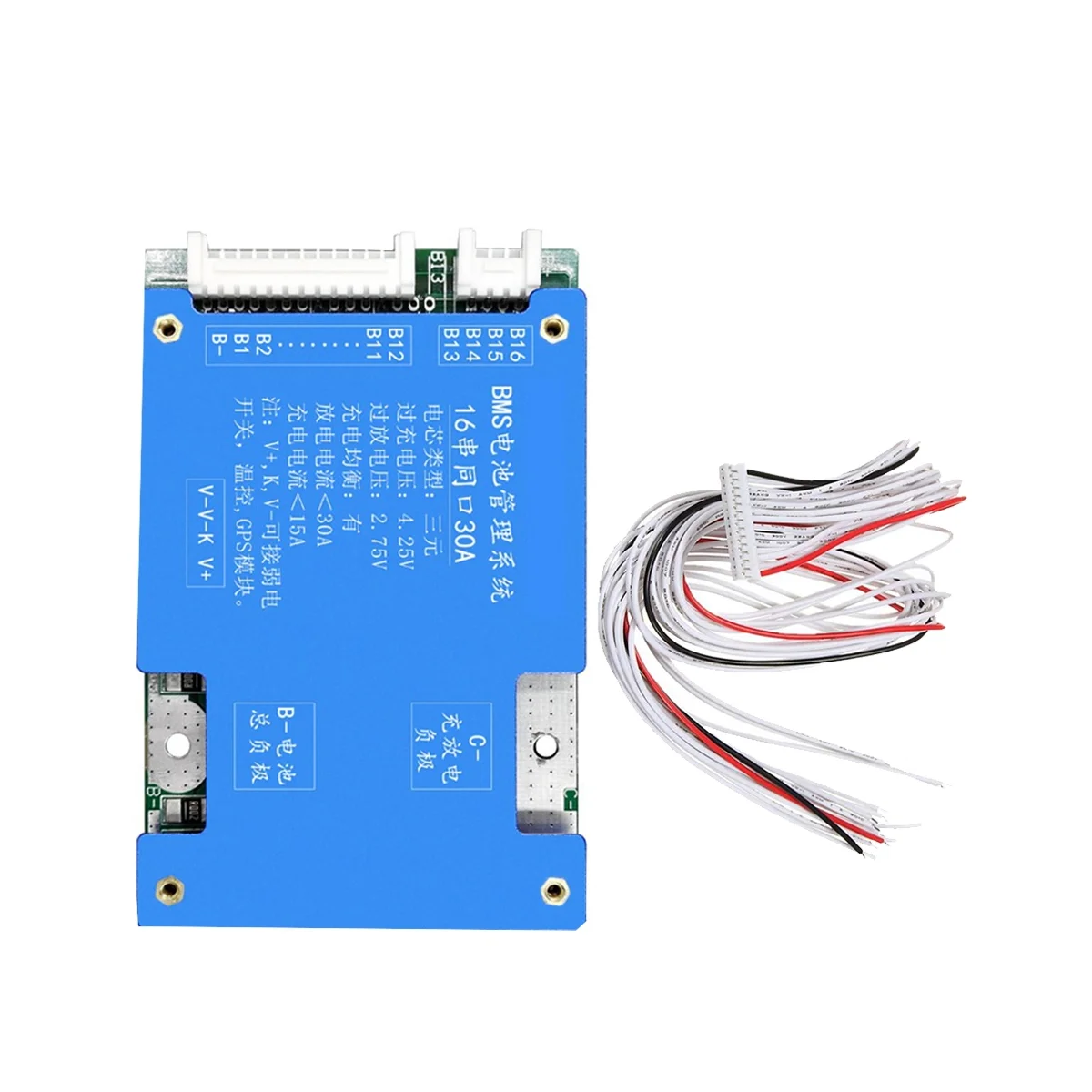 16S 60V 30A Protection Board Ternary Lithium Battery BMS Protection Board with Balance for E-Bike Electric Motorcycle