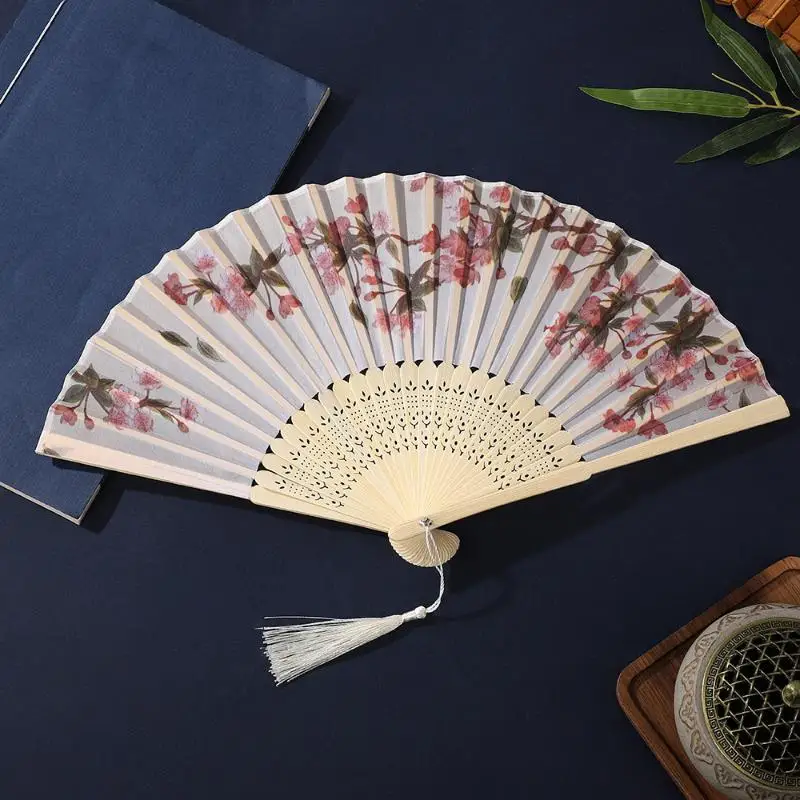 المرأة زهرة الطباعة مروحة اليد الثقافية الصينية التقليدية مروحة قابلة للطي الرقص مروحة الصينية مروحة قابلة للطي حفل زفاف ديكور #2